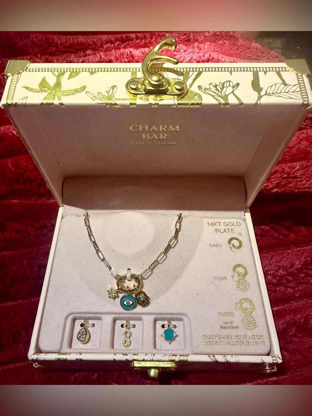 14KT Gold Plate Necklace with Turquoise Evil Eye Charm